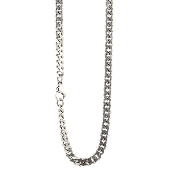 Men's Strong Flat Curb Titanium Chain UK