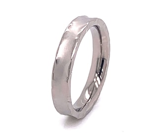 Personalised Ladies Titanium Ring With Hammered Edge