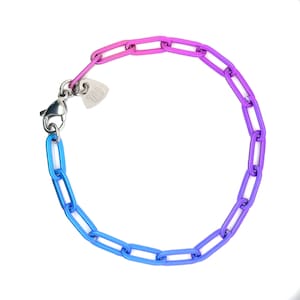 Ladies Titanium Ombre Paperclip Bracelet In Blue Pink