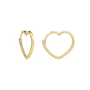 9ct Gold Open Heart Hoop Earrings