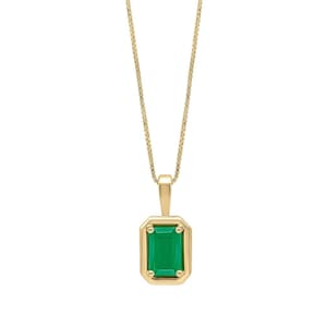 Emerald Art Deco Style 9ct Gold Pendant