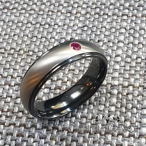 Personalised Zirconium Wedding, Promise Or Ruby Anniversary Ring – Custom Engraved Men’s Band