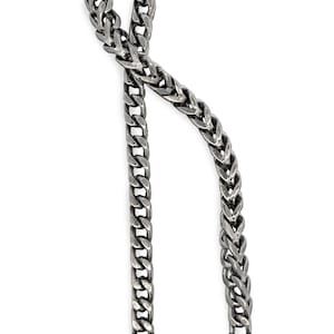 Bold Titanium Square Wheat Chain Necklace