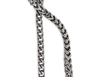 Bold Titanium Wheat Chain Necklace Statement Style