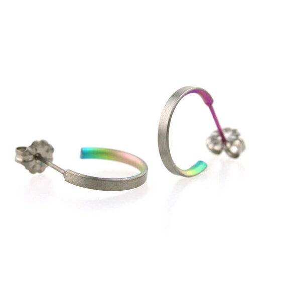 Rainbow mini hoop best sale earrings