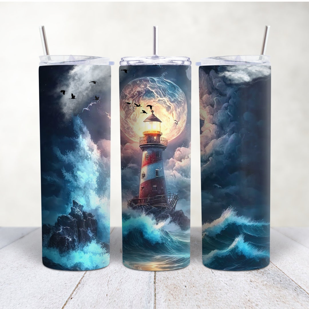 Magical Lighthouse 20oz Travel Tumbler, Insulated Travel Mug, Coffee ...