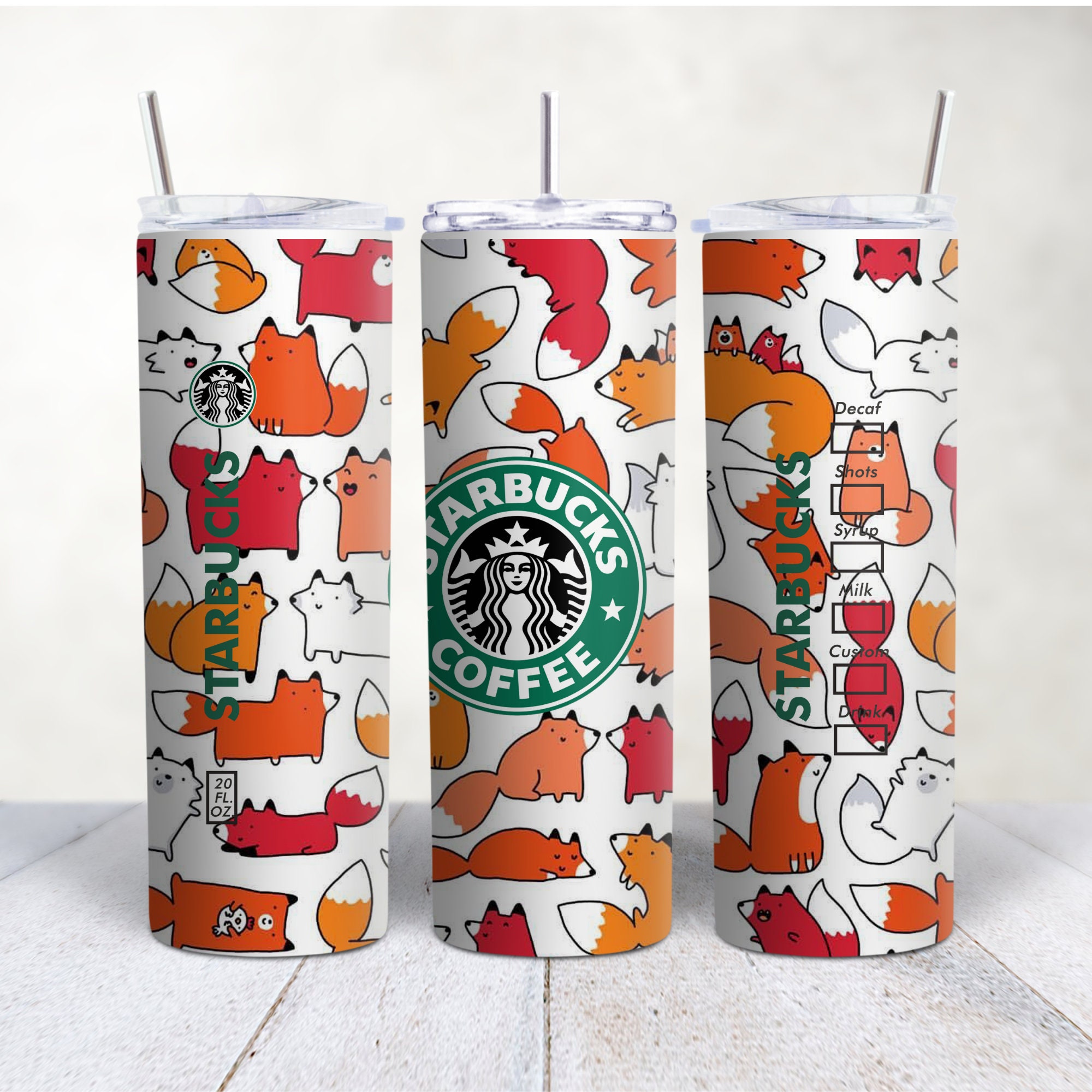 Starbucks Halloween Autumn fox Cute Rabbit Maple Leaf Cup Tumbler Straw  Cold Cup