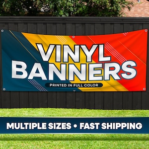 Custom Vinyl Banner | Single Sided | Indoor or Outdoor |  Full Color | Business Advertising and Events | Free Fast Shipping!