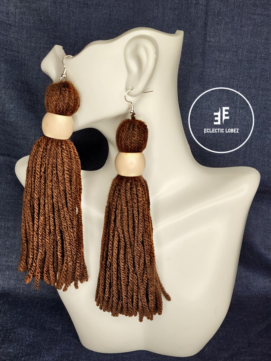 Yarn Tassel With Bead Earrings Etsy