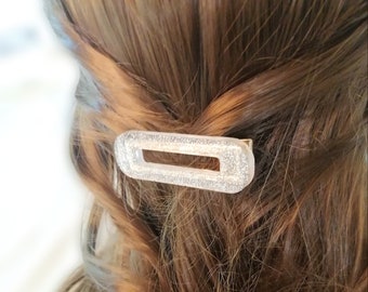 Barrette or pailletée en resine