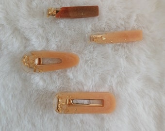 Resin barrette, gold leaf inlay