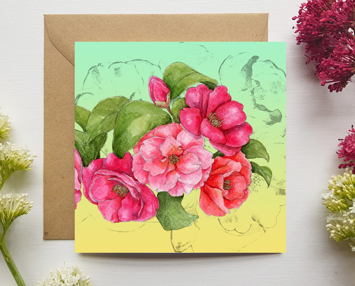 Blumen 5 Karten pack 14 x 14cm Innen blanko. | Etsy