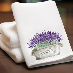 Lavender Tip Towel, Luxury Guest Bath Accent, Floral Fingertip Towel, Purple Bath Accessory, Chic Spa Gift, Elegant Powder Room Accessory
