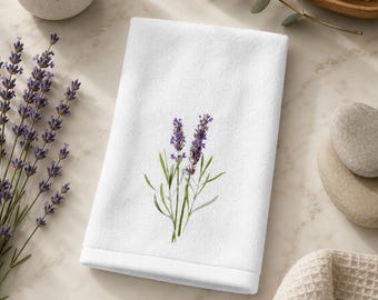 Lavendeltakjes vingertophanddoek: elegante paarse bloemen gastendoek