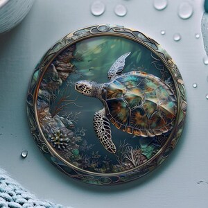 Turtle Coaster, Flat Surface Coaster, Nature-Inspired Home Decor,  Ceramic Coaster, Cork Back, Coffee Table Decor, Reading Nook Accessory