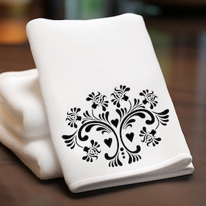 Elegant Fingertip Towel, Black and White Luxury Decor, Spa-Quality Softness, Ideal for Powder Room, Unique Hostess Gift