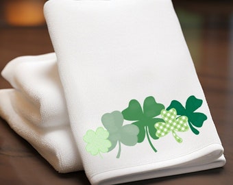 St Patrick's Day Fingertip Towel, Shamrock Tip Towel, Four Leaf Clover, Irish Inspired Decor, Green Guest Towel, Shamrock Home Decor