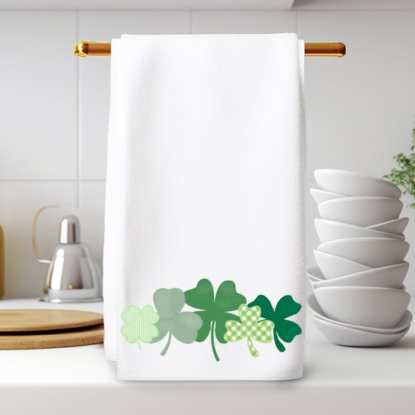 Shamrock Hand Towel, Spring Bath Decor, Irish Inspired Home Decor, Green Guest Bath, Clover Bath Decor, Guest Bath Towel, Irish Hand Towel