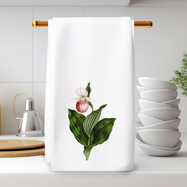 Lady Slipper Orchid, Lady Slipper Hand Towel, Orchid Towel, Orchid Bath Decor, Pink Orchid Towel, Pink Bath Decor, Minnesota State Flower