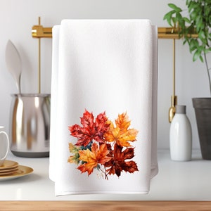 Autumn Leaves Hand Towel, Fall Home Decor, Fall Bath Decor, Fall Kitchen Decor, Elegant Guest Towel, Luxury Hand Towel, Unique Home Accent