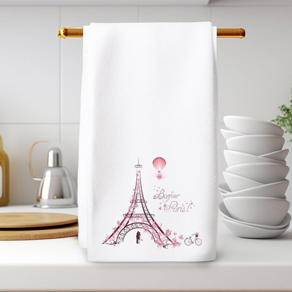 Paris Hand Towel, Eiffel Tower Towel, Paris Bath Decor, Bathroom Art, Luxury Hand Towel, Hand Towel Art, Guest Bath Decor, French Home Decor