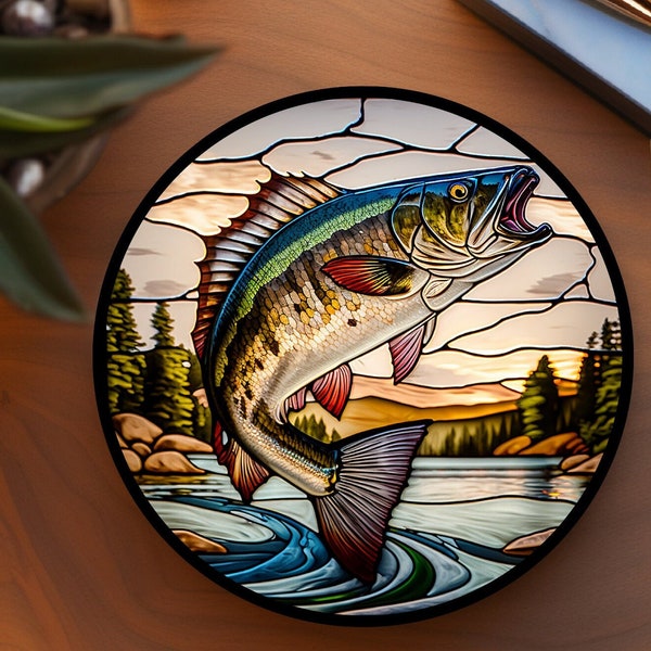 Fish Coaster, Nature Lover Gift, Nature Home Decor, Stained Glass Design, Gift for Fisherman, Eco-Friendly Home, Coffee Table Decor