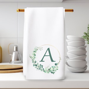 Eucalyptus Hand Towel, Personalized Bath Hand Towel, Eucalyptus Bath Decor, Guest Towel, Elegant Hand Towel, Floral Wreath Hand Towel
