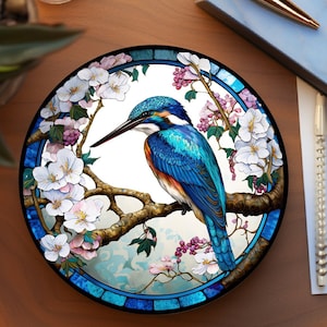Bird Coaster, Stained Glass Motif Coaster, Bird Lover Gift, Nature Home Decor, Ceramic Coaster, Eco-Friendly Home, Coffee Table Decor