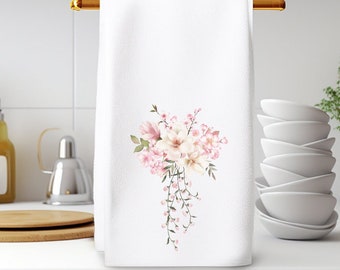 Cherry Blossom Hand Towel, Pink Floral Bath Towel, Spring Bath Decor, Elegant Floral Bath Towel, Spring Hand Towel, Luxury Guest Towel