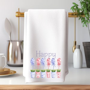 Festive Easter Decorated Hand Towel - White Absorbent Fabric, Charming Bathroom Accessory, Thoughtful Easter Basket Stuffer, Happy Easter