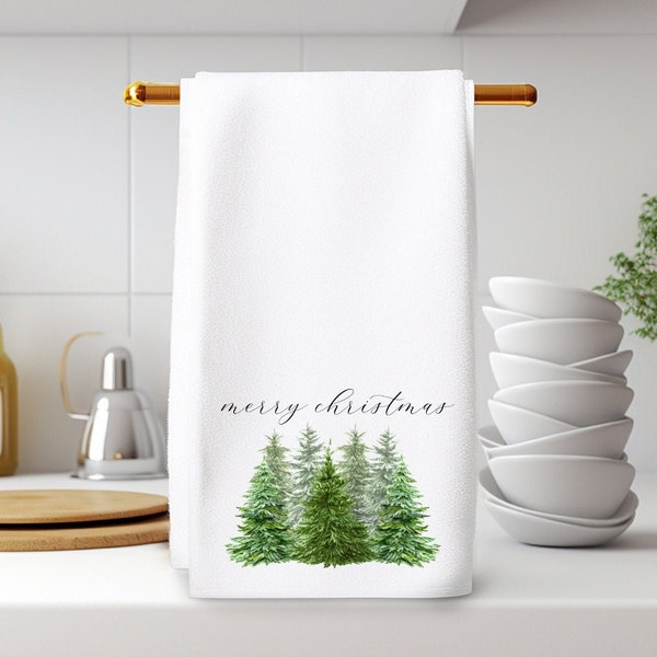 Christmas Hand Towel, Holiday Guest Towel, Holiday Trees Towel, Elegant Guest Towel, Winter Hand Towel, Holiday Bath Decor, Holiday Kitchen