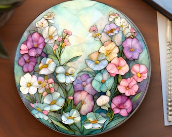 Dessous de verre floral pastel, Cadeau pour amoureux de la nature, Décoration d'intérieur nature, Dessous de verre de jardin, Dessous de verre en céramique, Décoration de table basse, Plusieurs tailles et finitions