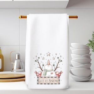Snowman Hand Towel, Personalizable Seasonal Towel, Guest Bath Decor, Winter Home Decor, Holiday Hand Towel,Winter Bath or Kitchen Hand Towel
