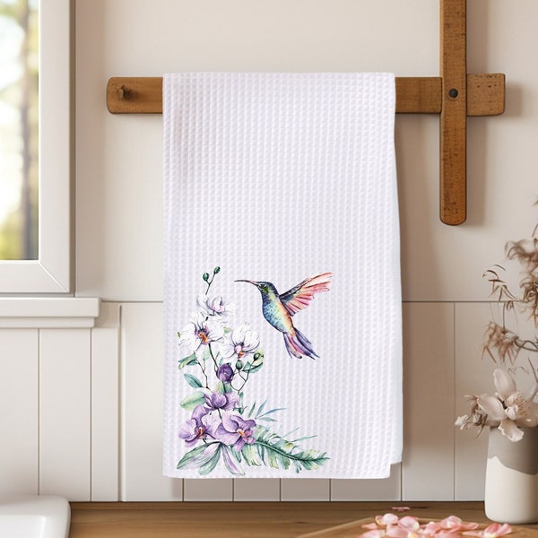 Hummingbird Kitchen Towel, Floral Kitchen Decor, Hummingbird Art, Hummingbird Hand Towel, Hummingbird Tea Towel, Bird Dish Towel, Microfiber