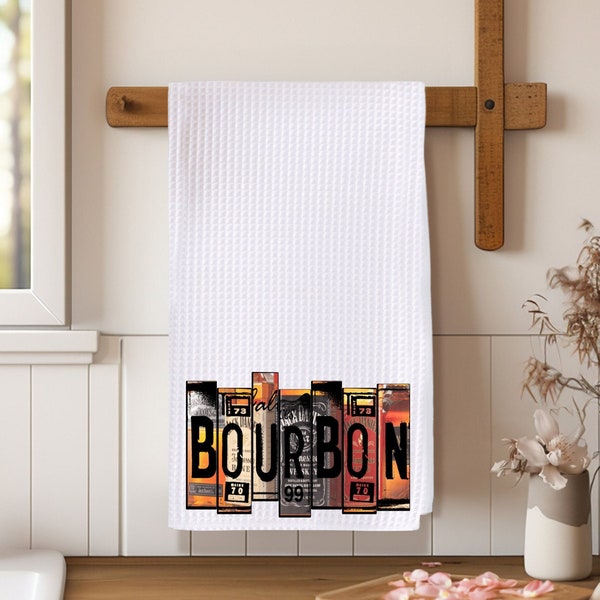 Bourbon Kitchen or Bar Towel, Man Cave Gift, Mens Kitchen, Eco Friendly Bar Towel , Bartender Towel, Father's Day Gift, Bourbon Lovers Gift