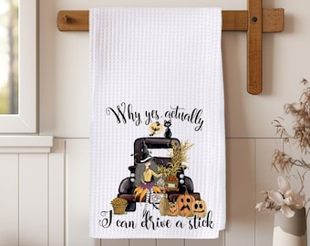 Halloween Waffle Weave Dish Towel: Witchy Kitchen Decor