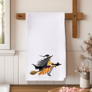 Strofinaccio a nido d&#39;ape a forma di strega da cucina, decorazione da cucina per Halloween, canovaccio divertente, regalo di Halloween, strofinaccio da strega, divertente accessorio di Halloween