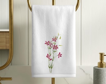 Pink Floral Guest Finger Towel: Elegant Powder Room Decor