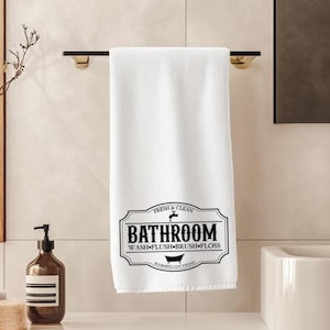 Bath House Hand Towel, Classic Bath Decor, B&W Bath Decor, Elegant Guest Towel, Bathroom Hand Towel, Luxury Guest Towel, Vintage Bathroom