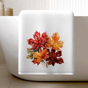 Autumn Leaves Bath Towel, Fall Bathroom Decor, Elegant Seasonal Guest Bath Accent