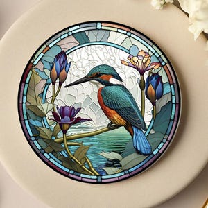 Kingfisher Coaster, Bird Lover Gift, Nature Table Decor, Colorful Wildlife Accent