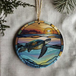 Meeresschildkröte Ornament, ozeanischer Urlaub Dekor, Andenken Ornament, Meeresliebhaber Ornament, Weihnachtsgeschenk, Andenken, Geschenkanhänger, einzigartige Geschenkidee