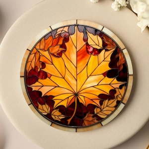 Onderzetter esdoornblad: herfstdecor, keramiek met kurk aan de achterkant