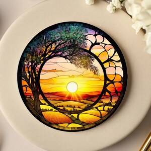 Dessous de verre en céramique Sunrise Sunset : motif imprimé, décoration d'intérieur nature