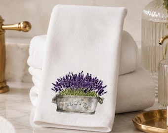 Lavendelbloemhanddoek: luxe polyester en katoenen gastenbadaccent