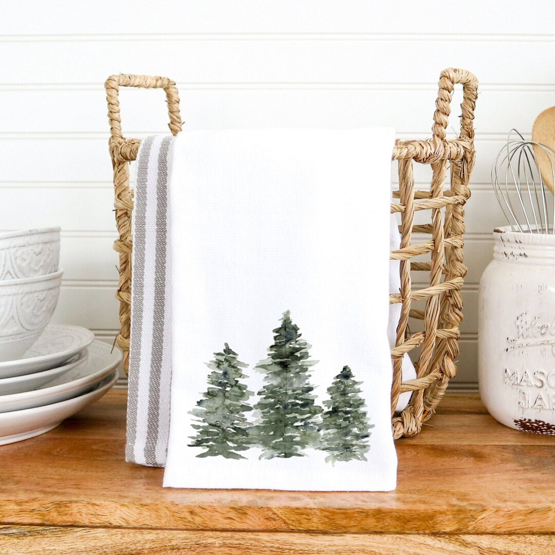 Evergreen Tree Hand Towel Nature Home Decor Winter Holiday Etsy