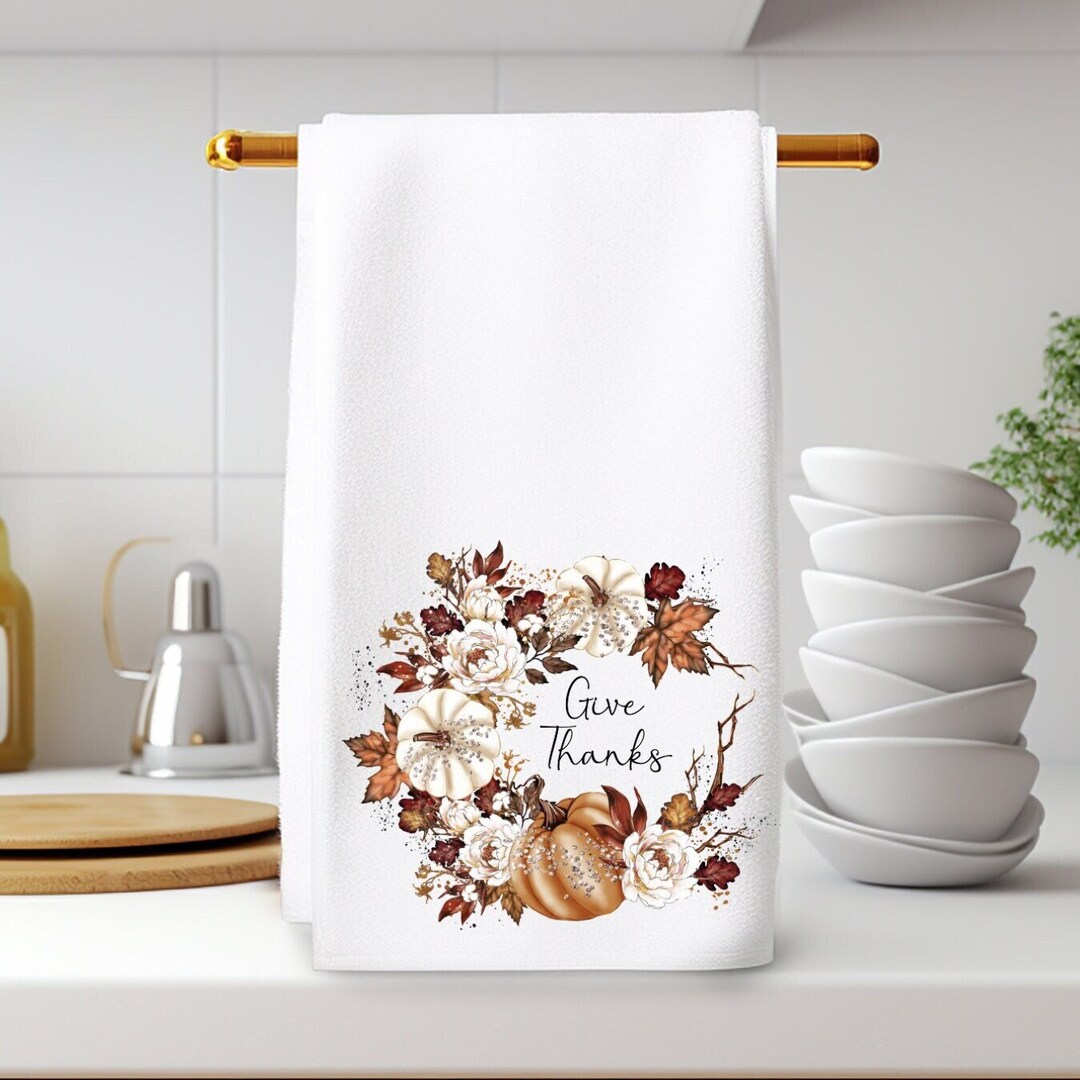 Autumn Hand Towel, Guest Bath Towel, Thanksgiving Home Decor, Elegant ...