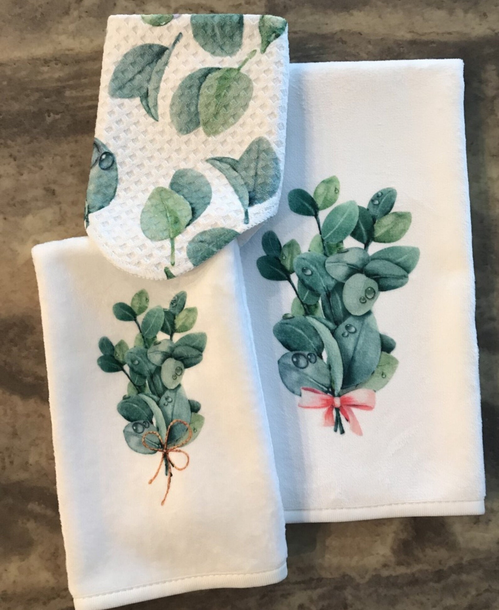 Bath Towel Set Floral Bath Decor Three Piece Towel Set - Etsy