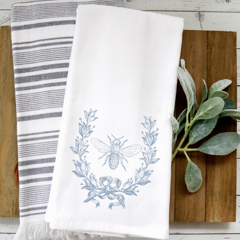Blue Bee Hand Towel French Inspired Towels Elegant Hand Etsy