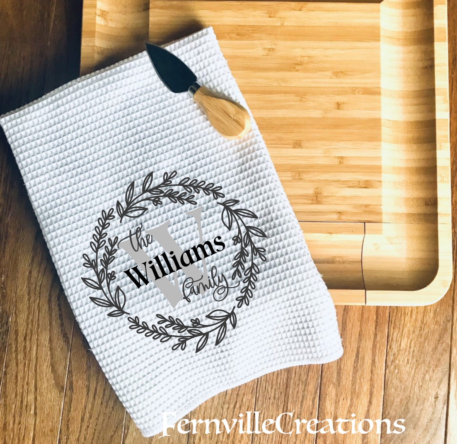 Personalized Dish Towel Family Name Kitchen Towel Custom Etsy